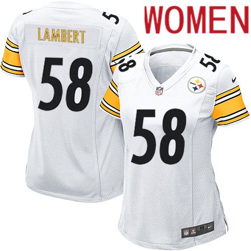 Women Pittsburgh Steelers #58 Jack Lambert Nike White Game NFL Jersey->women nfl jersey->Women Jersey